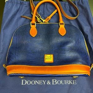 Dooney & Bourke Lizard Embossed Zip Zip Satchel Bag